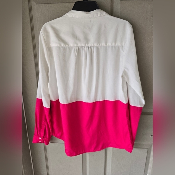 U.S. Polo Assn Shirt Women Sz L White Pink Pullover Long Sleeve Colorblock - Picture 9 of 9